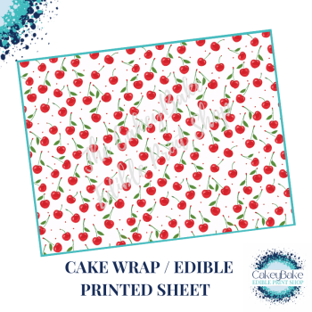 Cherry Edible Printed Sheet - Design 8 - Red Cherry with leaves