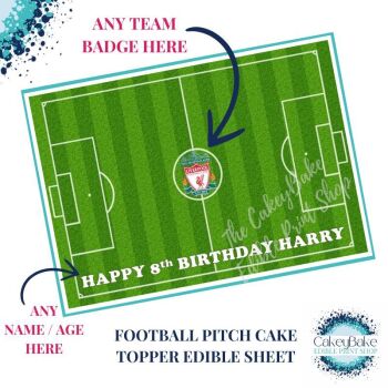 Edible Icing Sheet - Football Pitch Cake topper - personalised