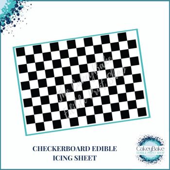 Black & White Checkerboard Tile A4 Edible Printed Sheet