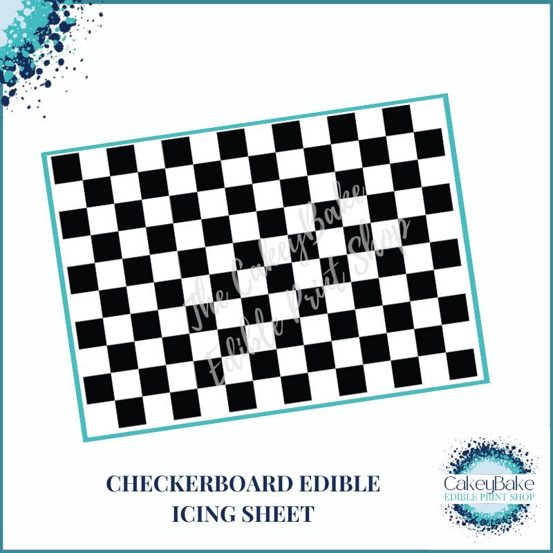 Black & White Checkerboard Tile A4 Edible Printed Sheet