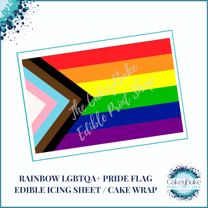 Rainbow Stripes Inclusive Pride Flag A4 Edible Printed Sheet