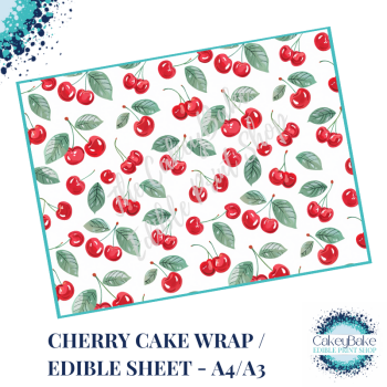 Cherry Edible Printed Sheet - Red Cherries with leaves