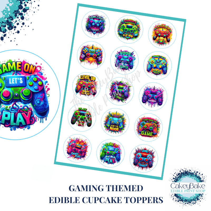 Edible Cupcake Toppers x 15 - Gaming controller cupcake toppers