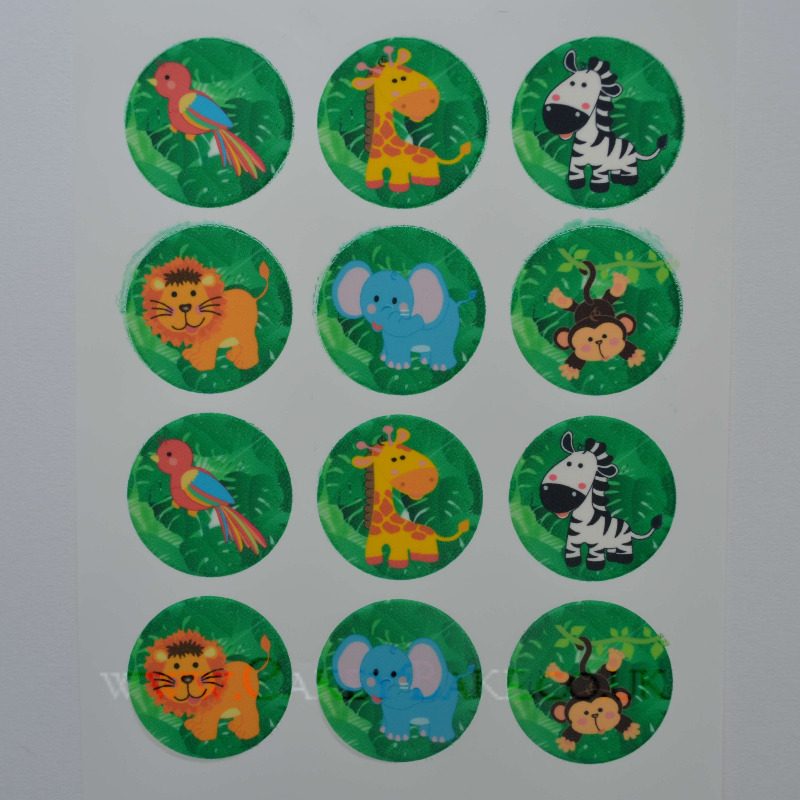 Edible Cupcake Toppers x 12 - Jungle Animals Design