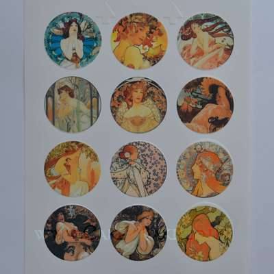 Edible Cupcake Toppers x 12 - Art Nouveau Mucha Style Designs