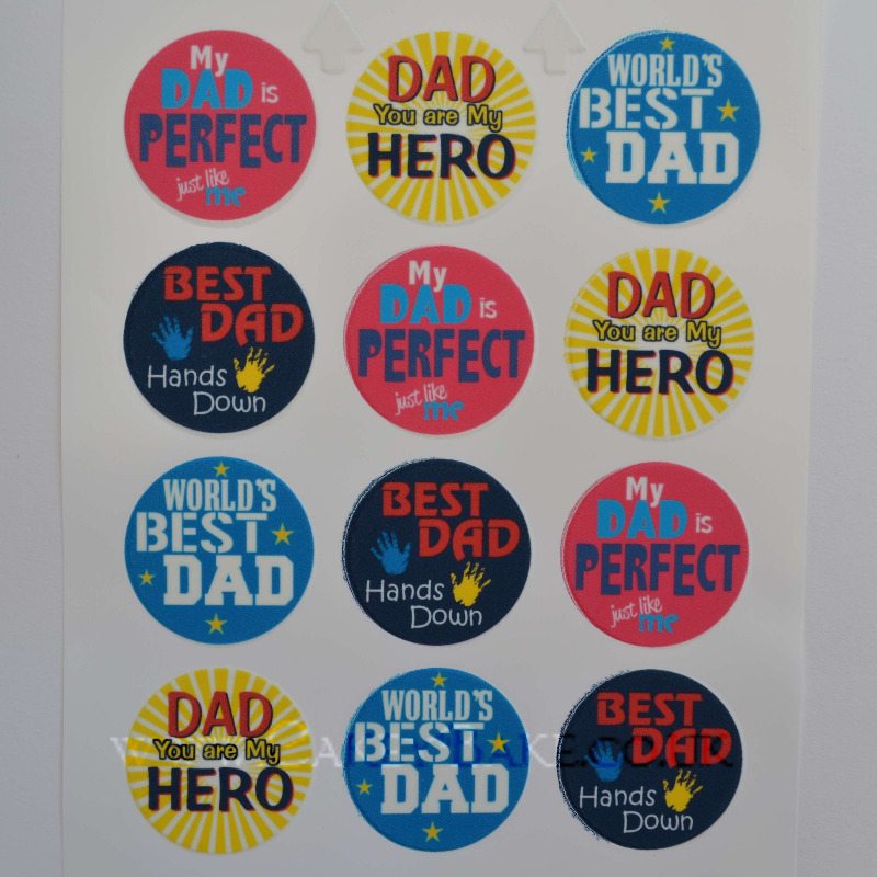 Edible Cupcake Toppers x 12 - Father's Day 'My Hero'