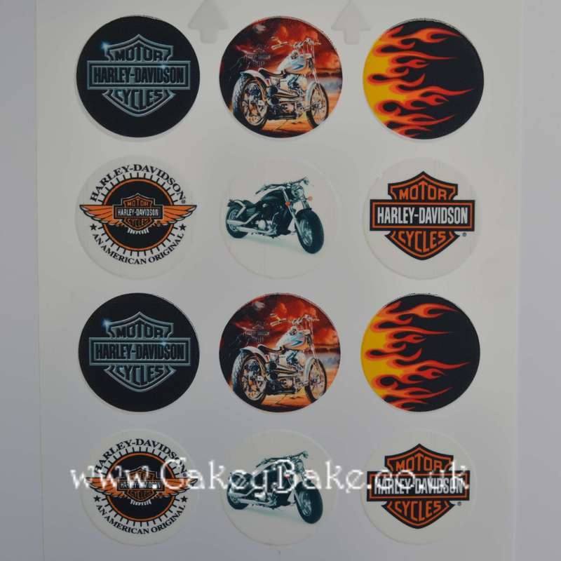 Edible Cupcake Toppers x 12 Motorbike Design