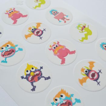 Edible Cupcake Toppers x 15 - Cute Monsters 