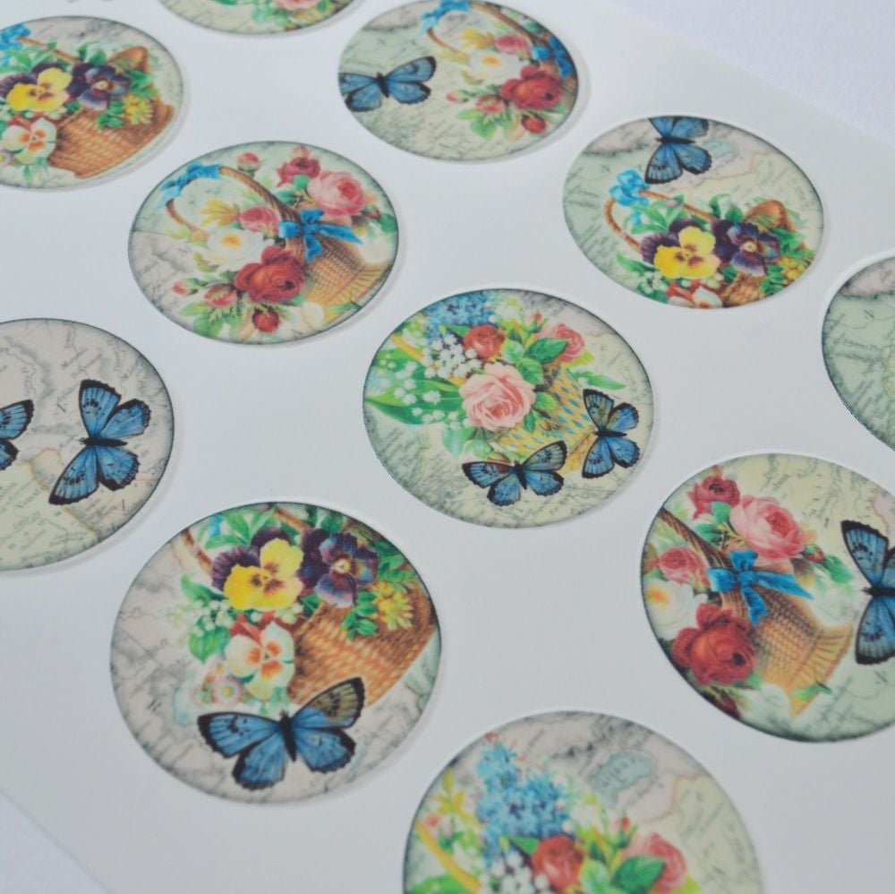 Edible Cupcake Toppers x 12 - Flowers and Butterflies