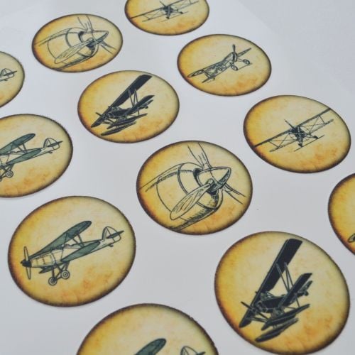 Edible Cupcake Toppers x 12 - Vintage Planes Design