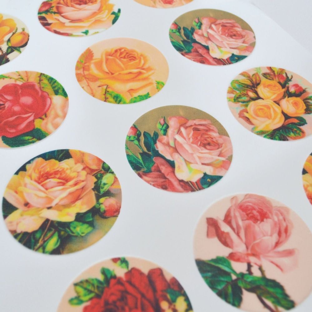 Edible Cupcake Toppers x 12 - Vintage Roses Design