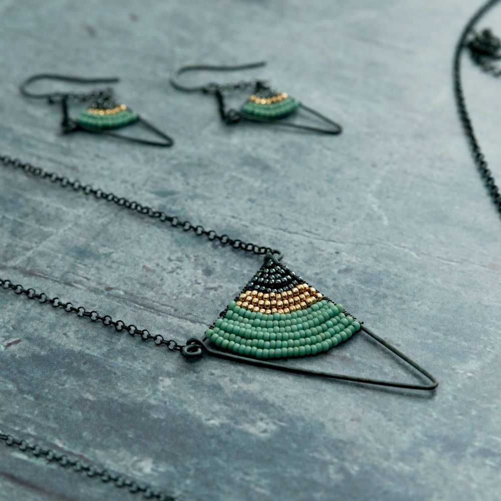 Oxidised Silver Triangle Necklace - More Colours
