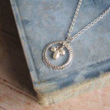 Petite Circlet Pendant in Silver with Pearls