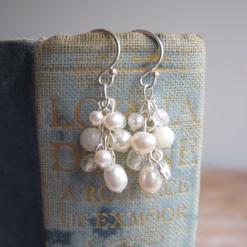 Cluster Earrings in Silver with Pearls