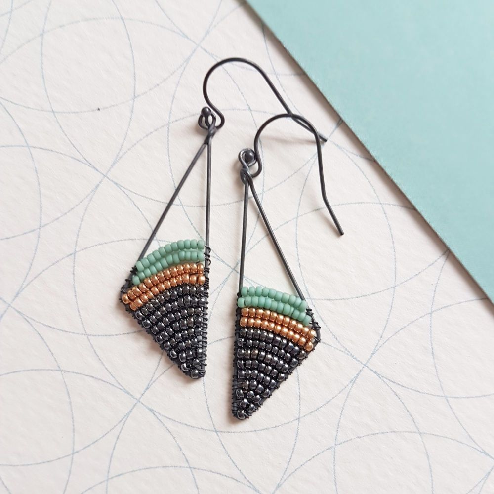 Oxidised Silver Asymmetrical Triangle Earrings - More Colours