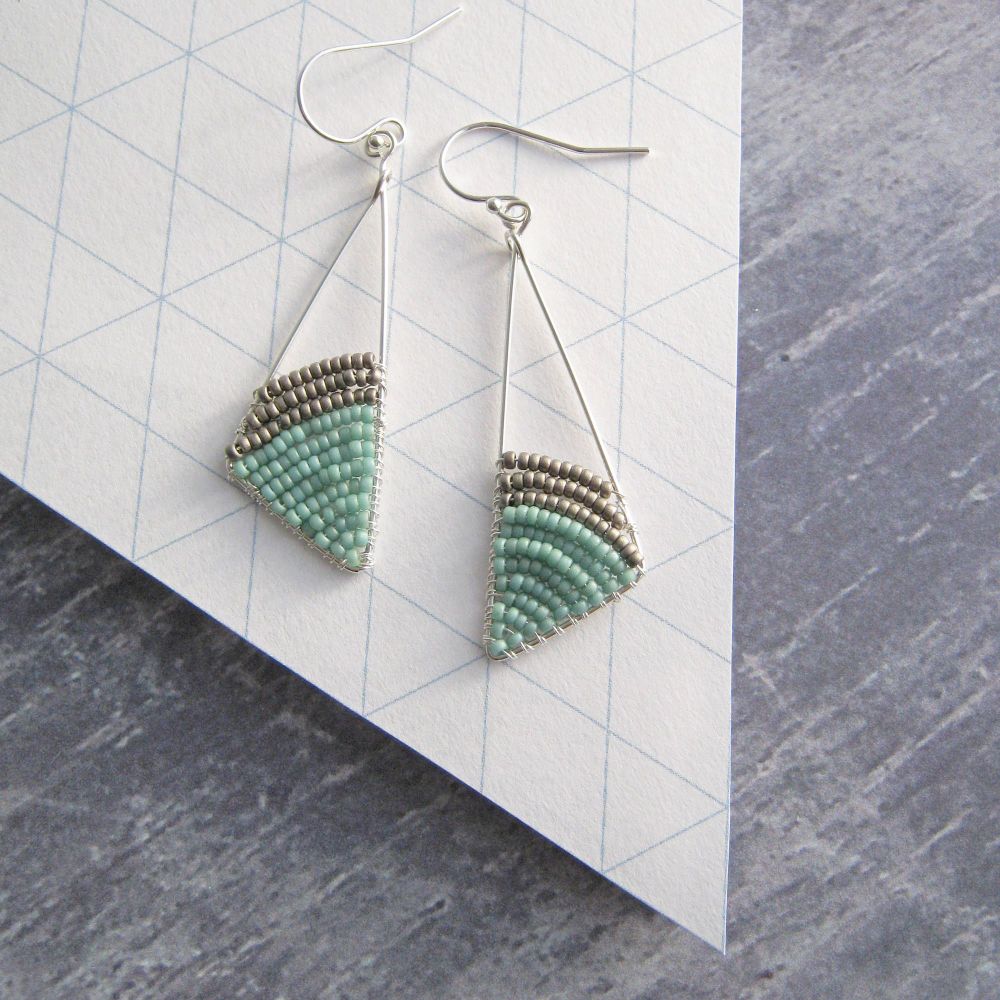 <!-- 002 -->Silver Asymmetrical Triangle Earrings - More Colours