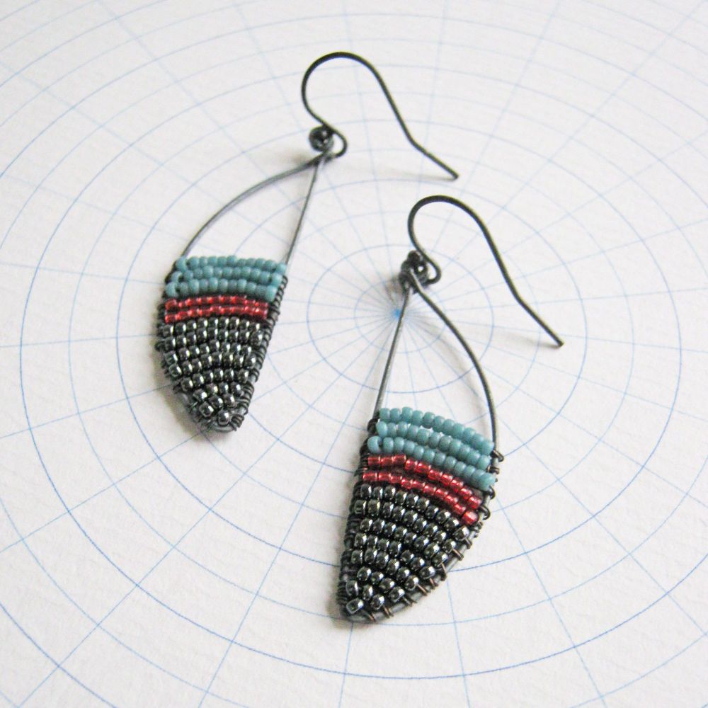 Oxidised Silver Curve Earrings - More Colours