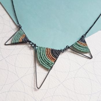 Three Triangle Statement Necklace in Silver