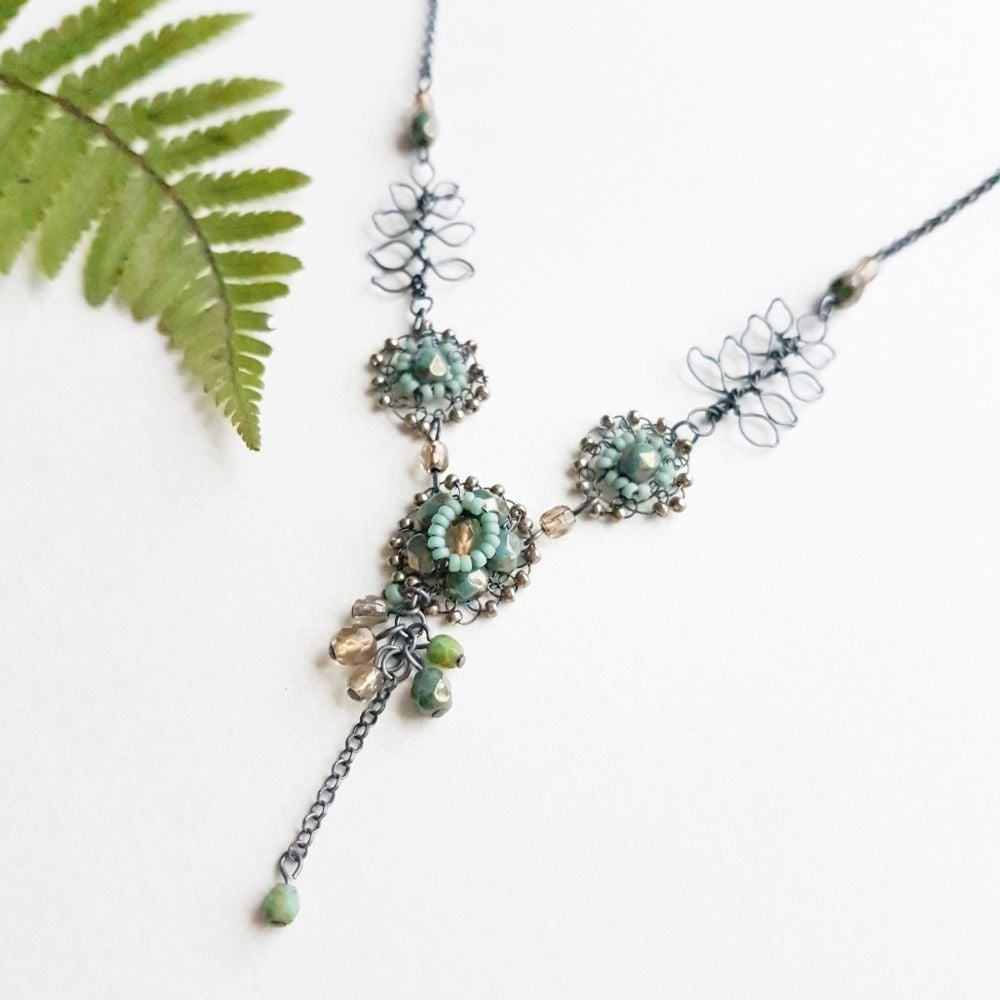 Flower & Small Leaf Necklace