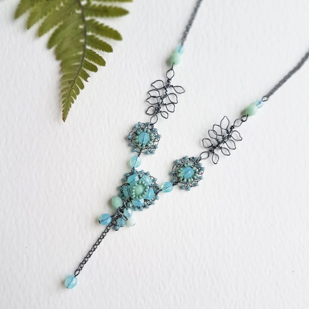 Flower & Small Leaf Necklace