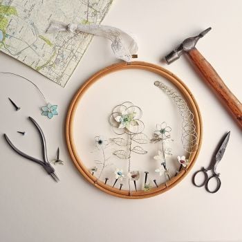 Embellished Wire and Paper Hoop Hanging
