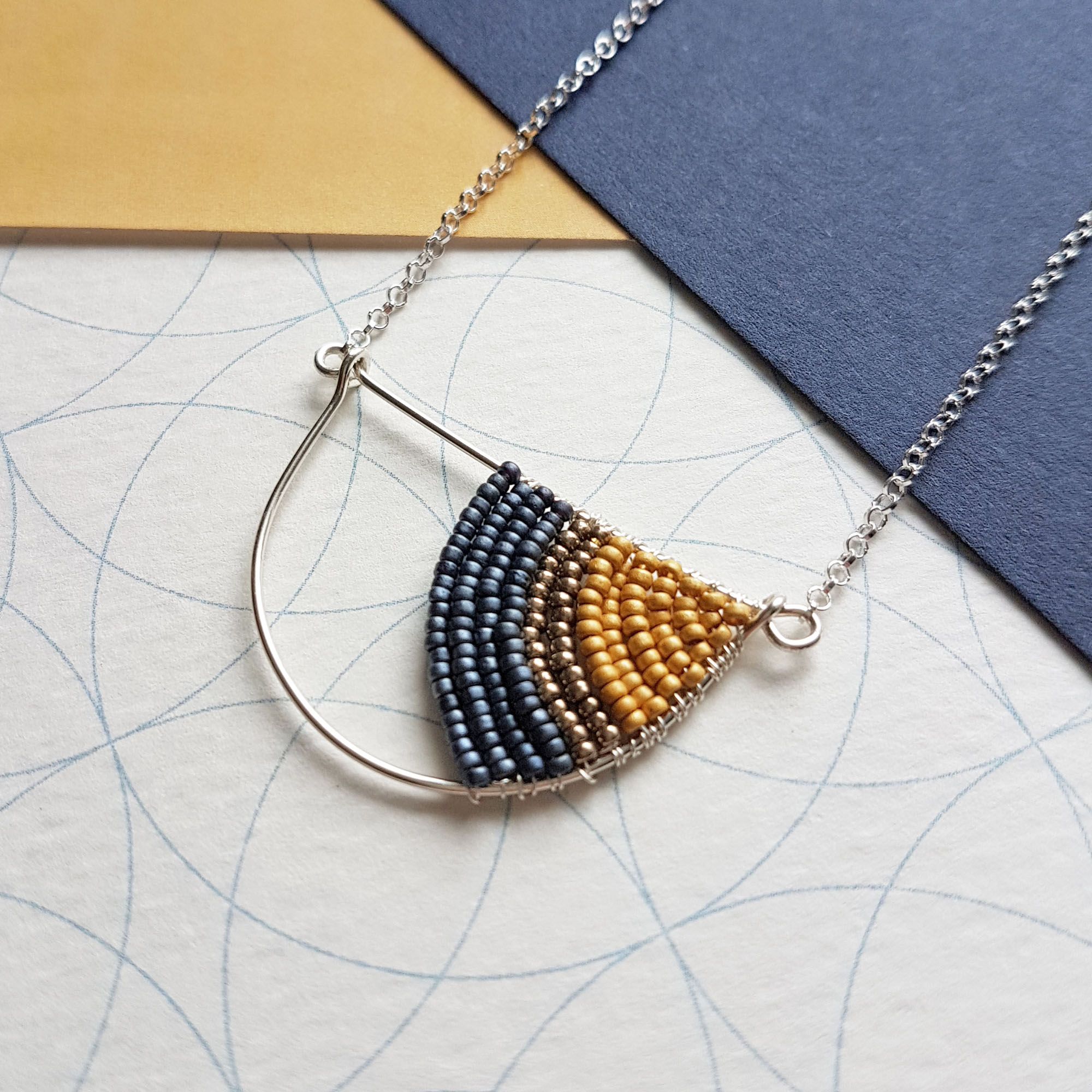 Mustard geometric necklace by Judith Brown