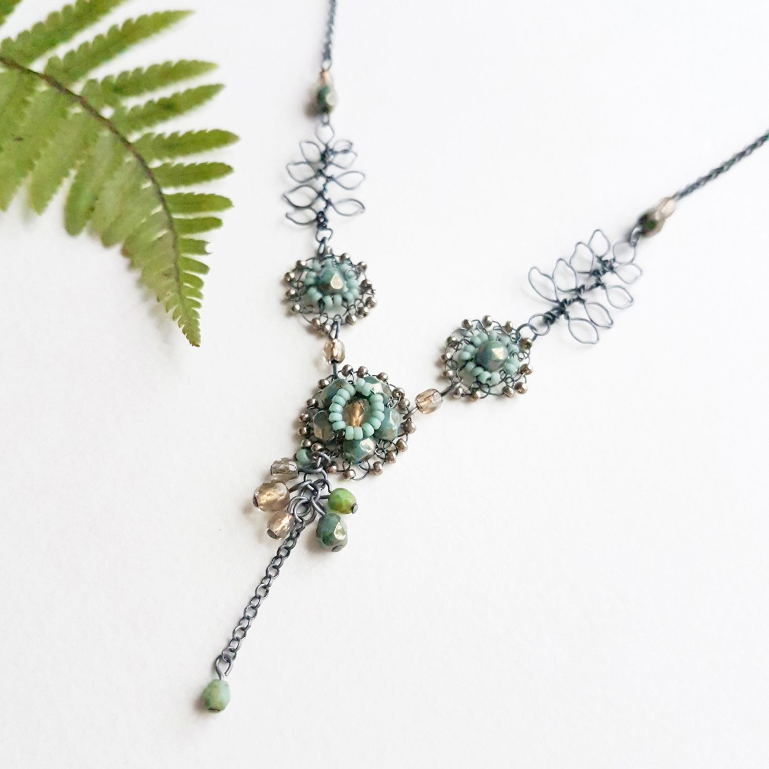 Flower and leaf necklace Judith Brown Jewellery