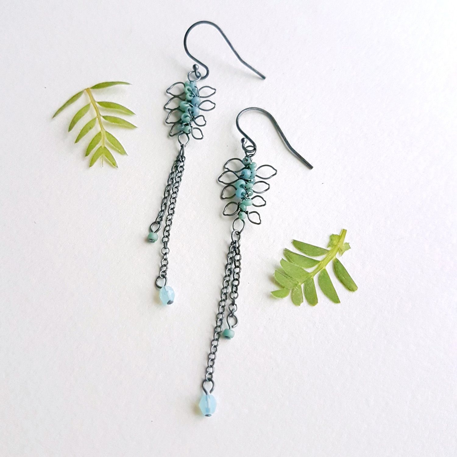 leaf drop earrings by Judith Brown