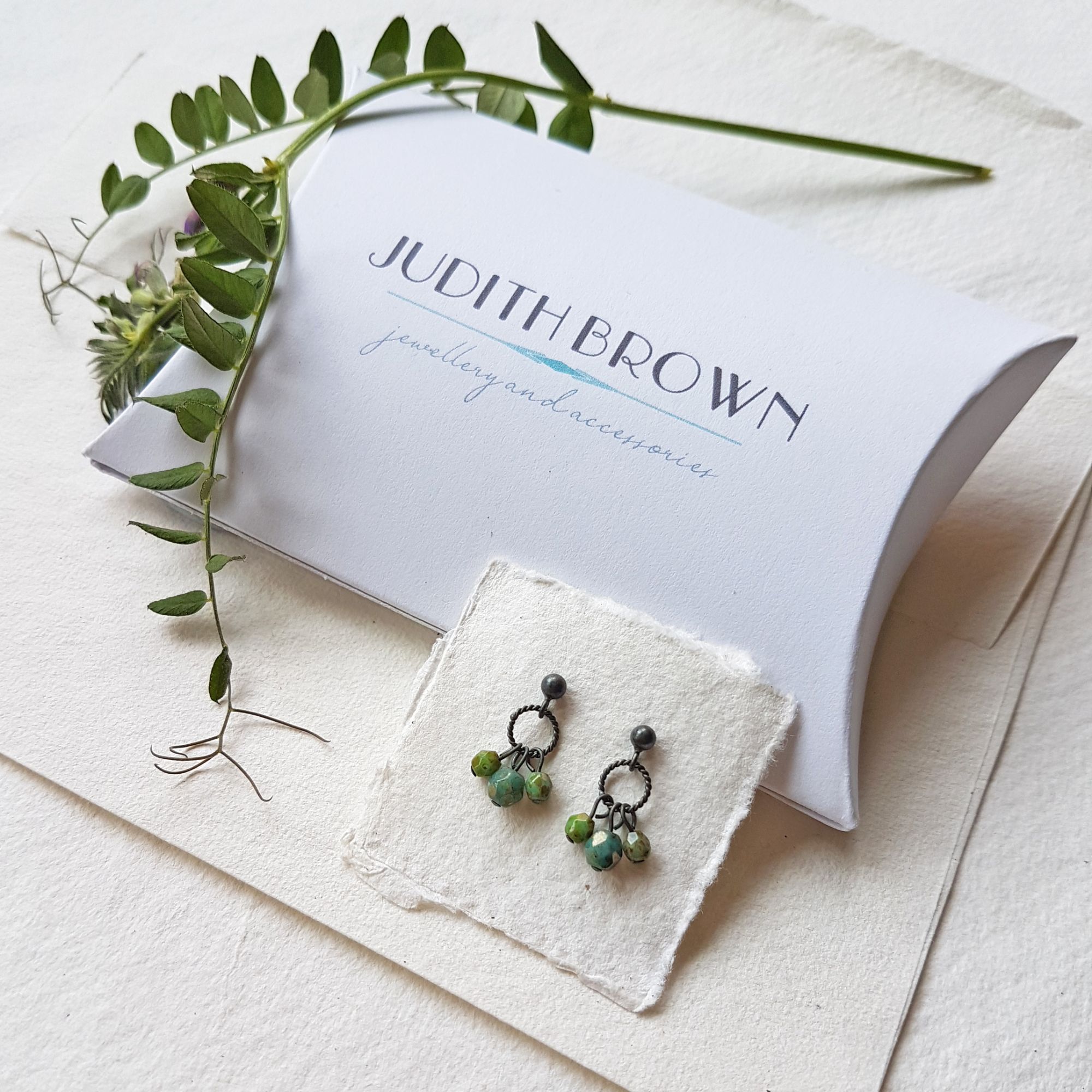 Stud earrings in oxidised silver Judith Brown