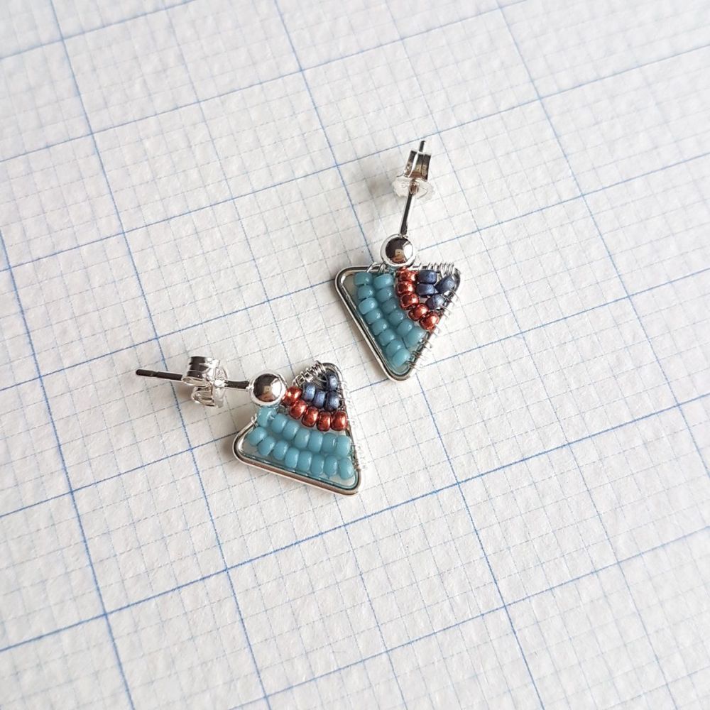 <!-- 002 -->Mini Silver Triangle Earrings - More Colours