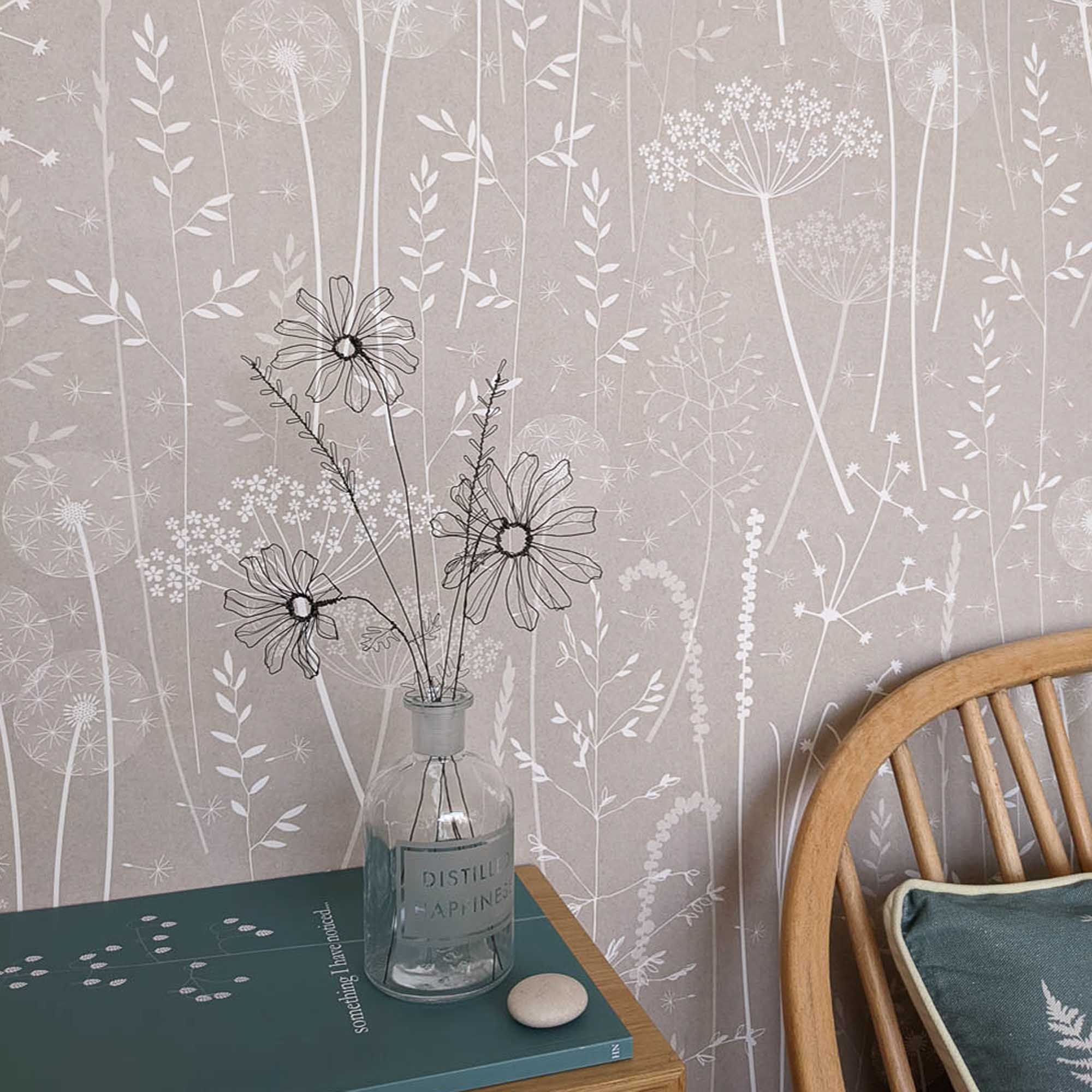 Wire flowers by Judith Brown wallapeper by Hannah Nunn