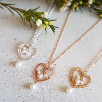 SALE Rose gold heart pendant with pearls