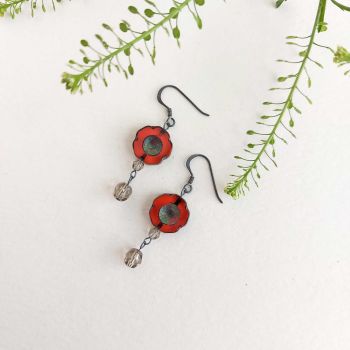 SALE Bohemia scarlet flower earrings
