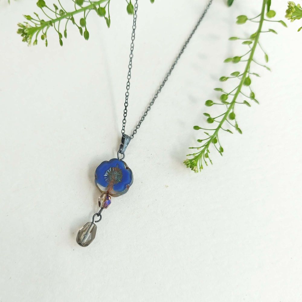 SALE Blue flower pendant