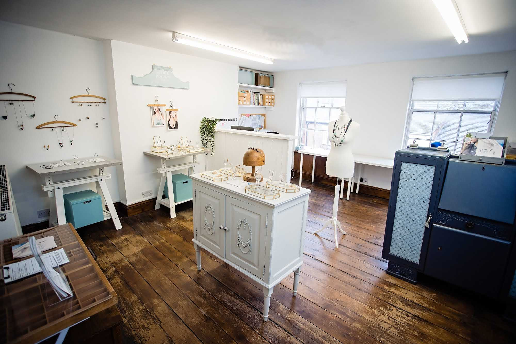 A jewellery studio with displays of jewellery