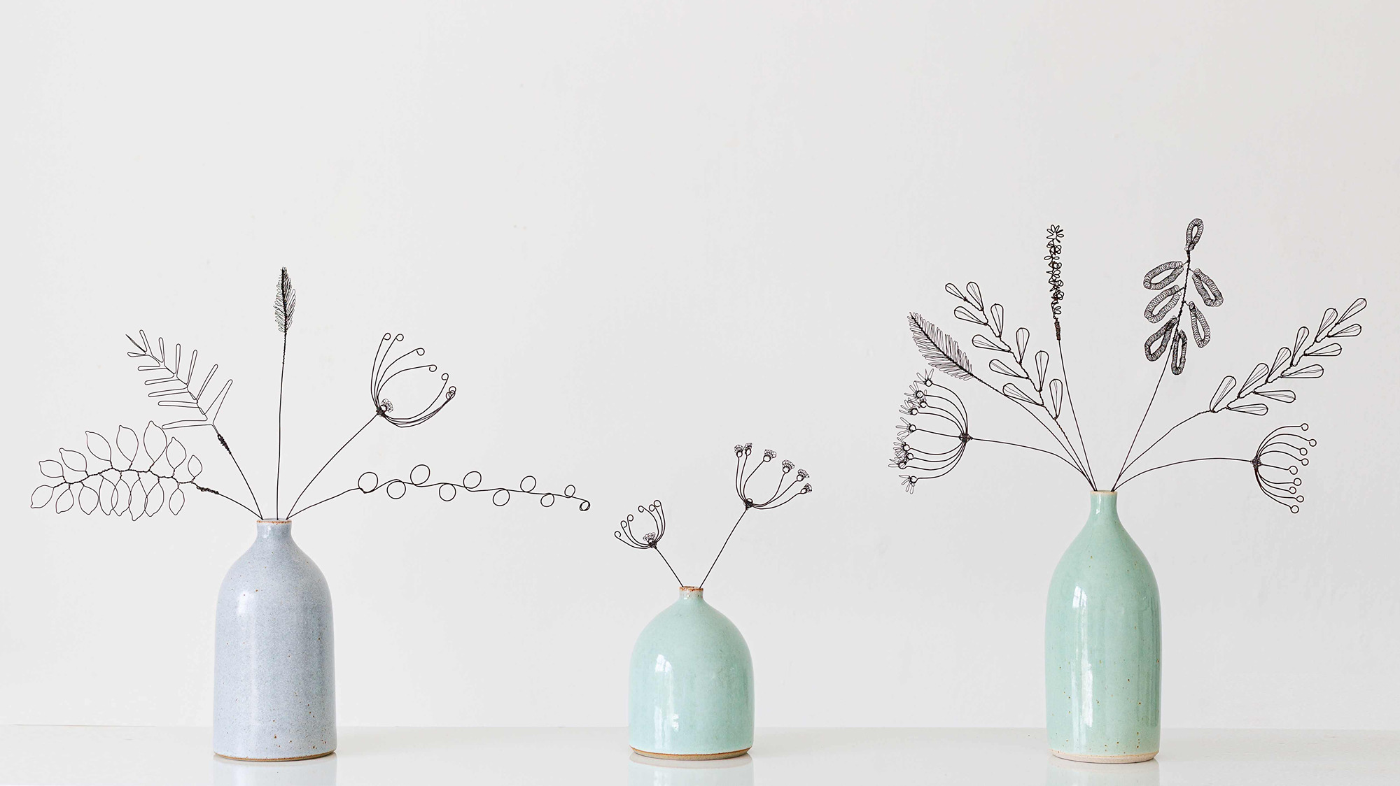 wire flowers handmade by Judith Brown Jewellery