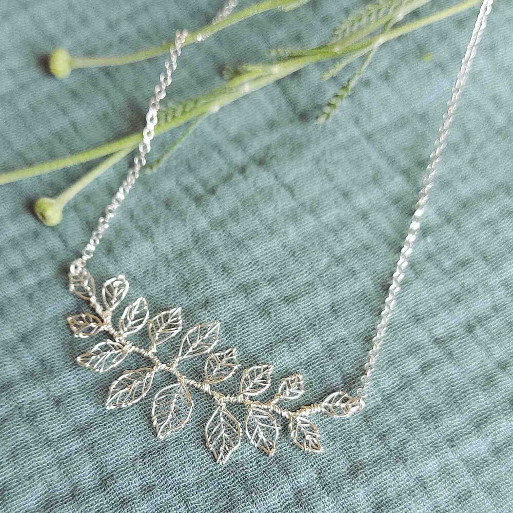 Multi foglia leaf necklace - silver