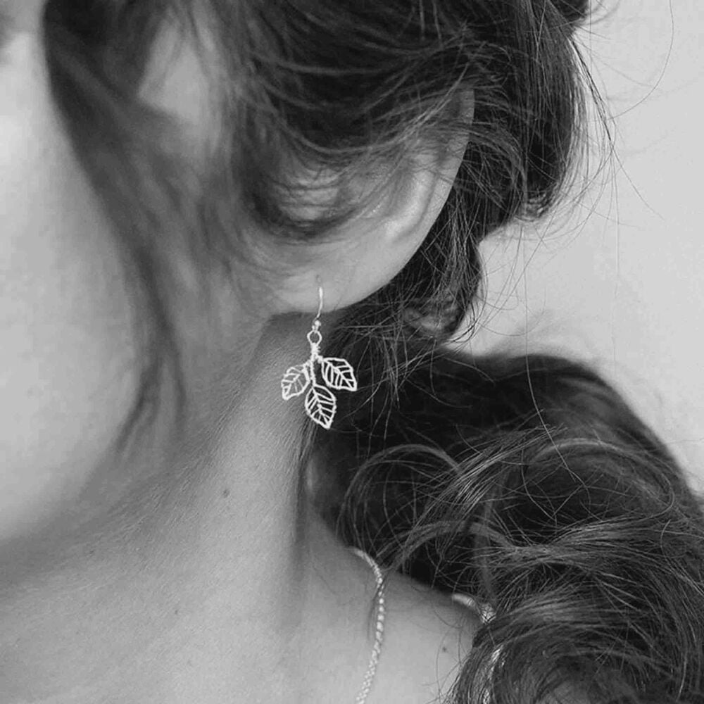 Foglia three leaf earrings - silver