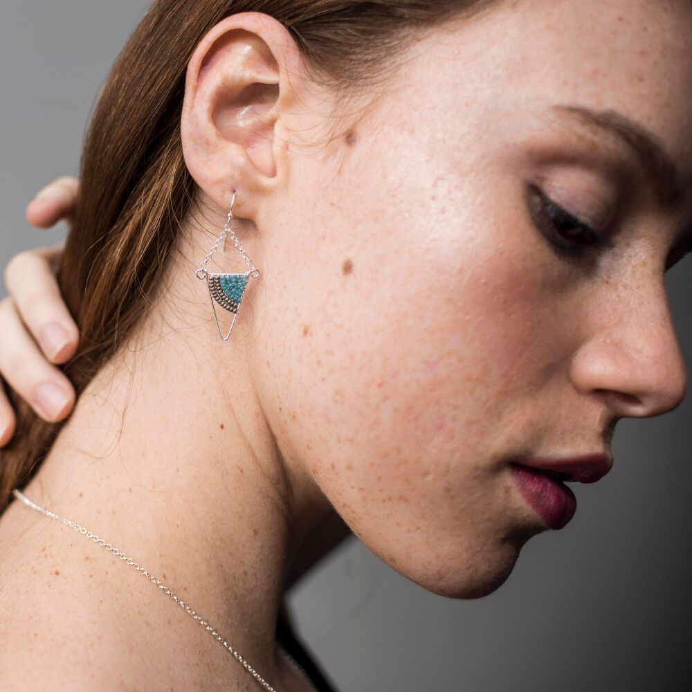 SALE - Triangle chandelier earrings