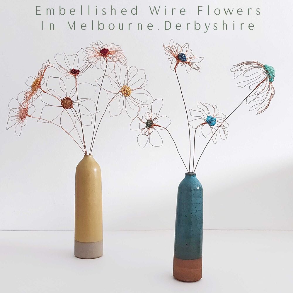 Melbourne, Derbyshire. Embellished wire flowers 20th June 2026