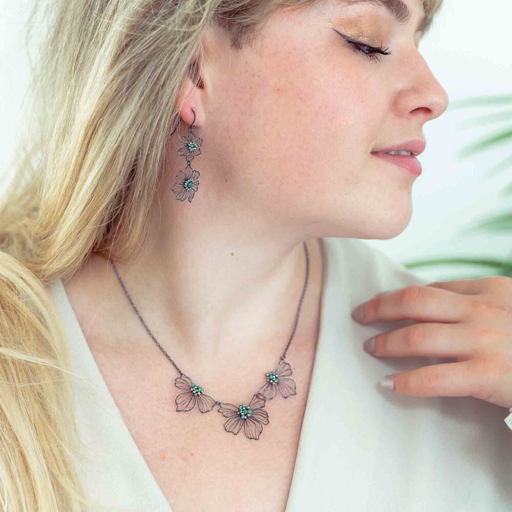 Petal Three Flower Necklace - More Colours