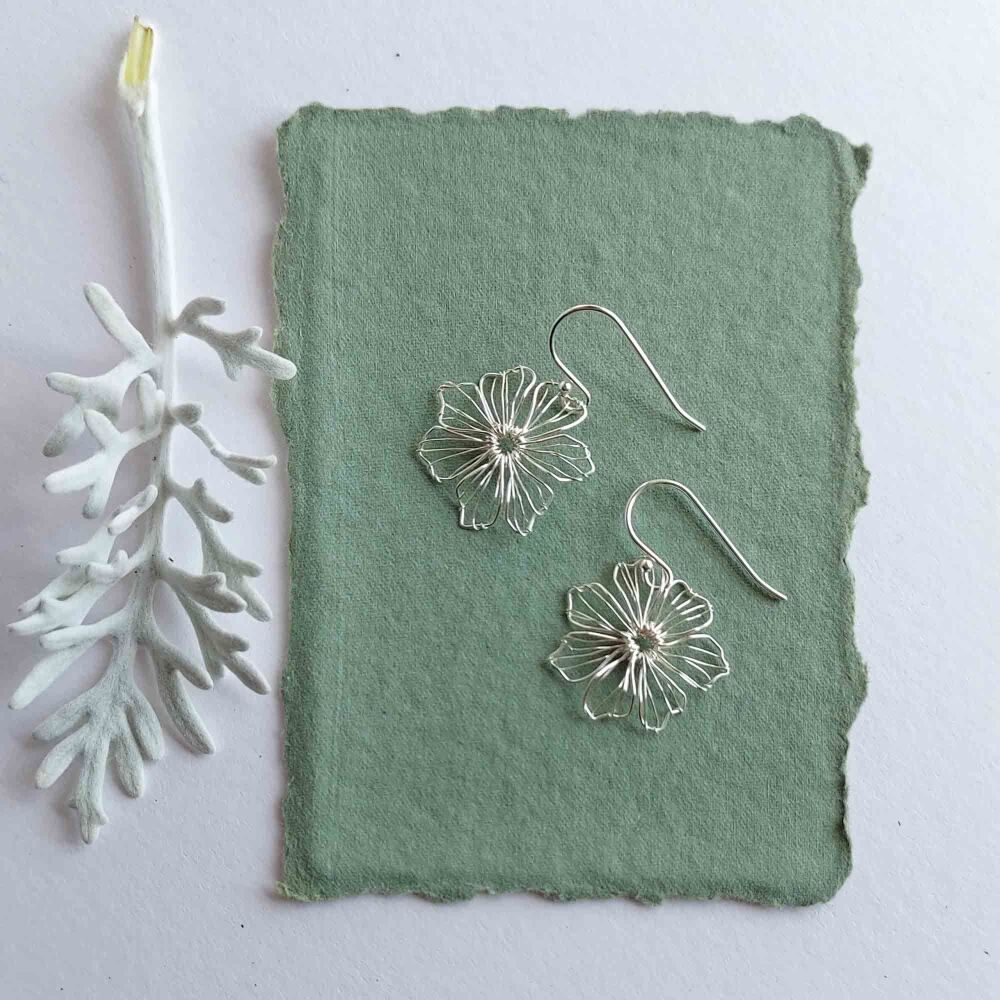 Small Silver Flower Earrings - More Colours