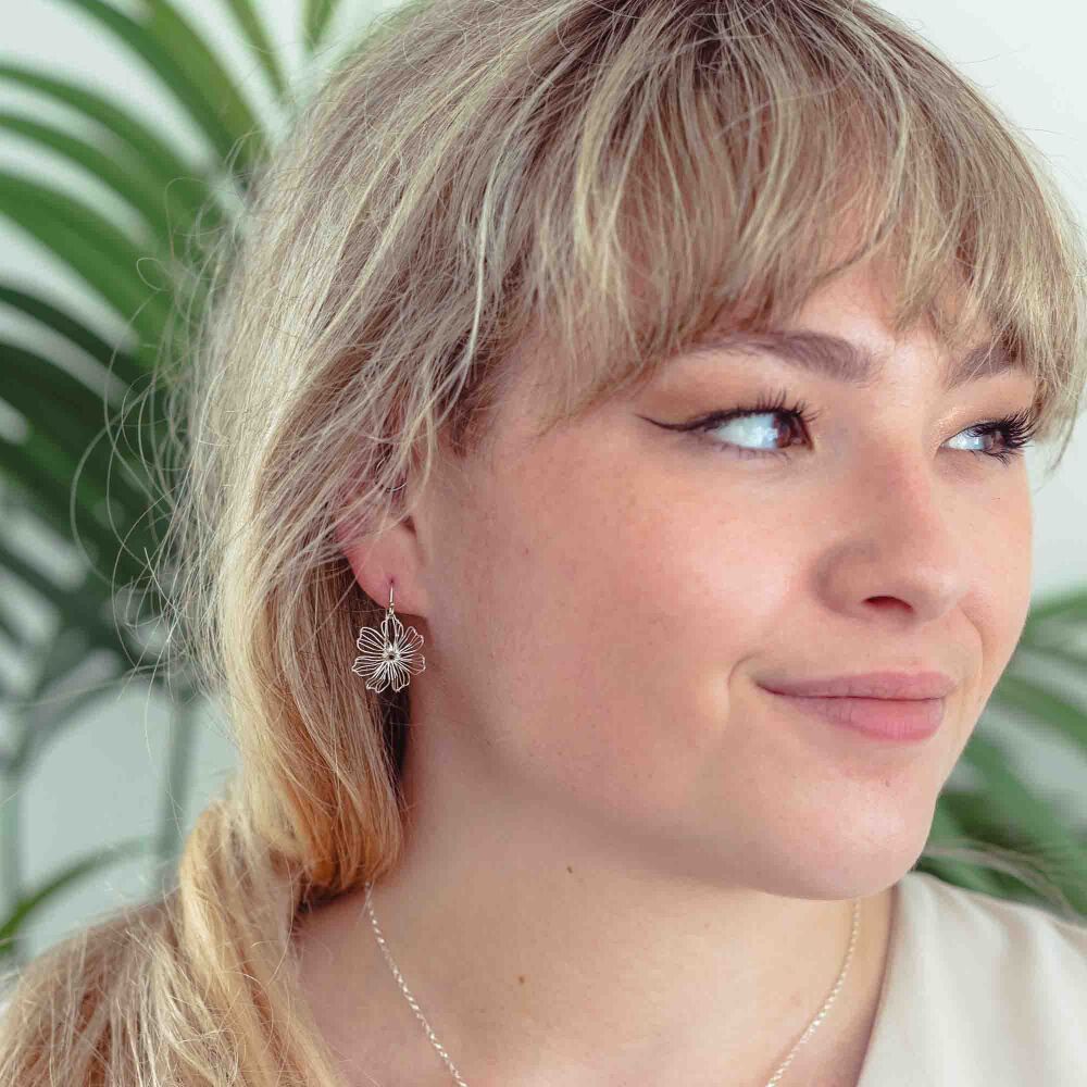 Small Silver Flower Earrings - More Colours