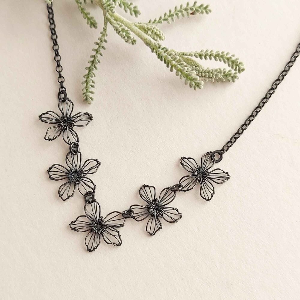 Tiny Silver Flower Necklace - More Colours