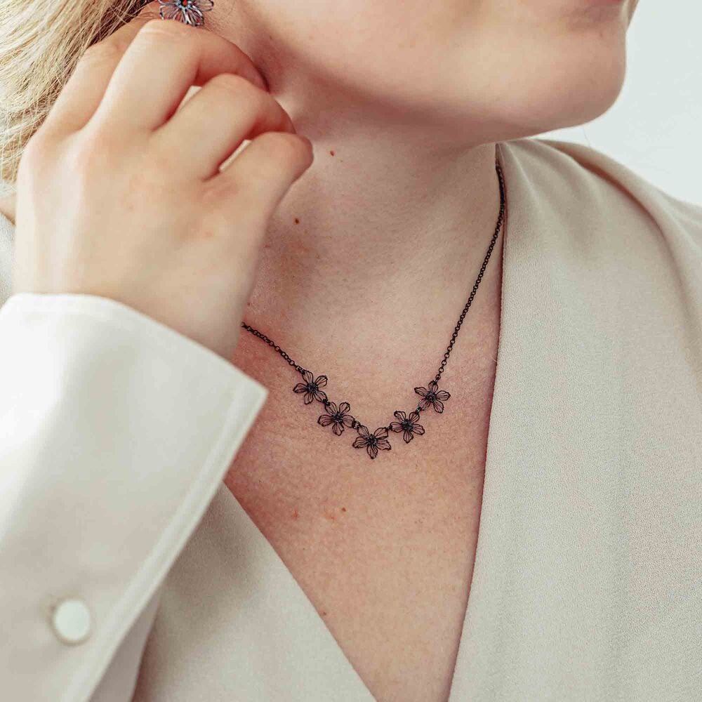 Tiny Silver Flower Necklace - More Colours