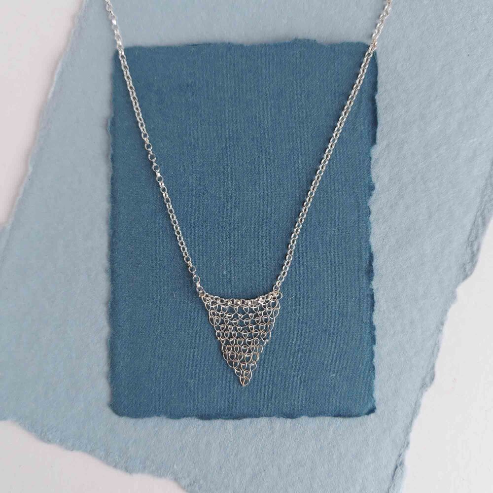 Stitched Silver Triangle Pendant