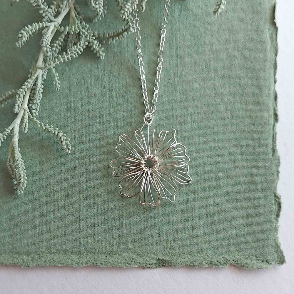Large Silver Flower Pendant - More Colours