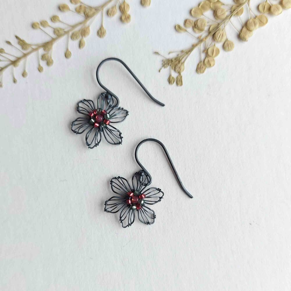 Small Beaded Flower Earrings - More Colours