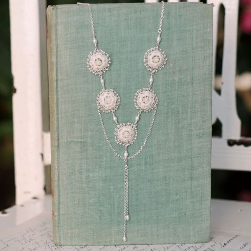 Lace and Pearl Eva Handmade Necklace