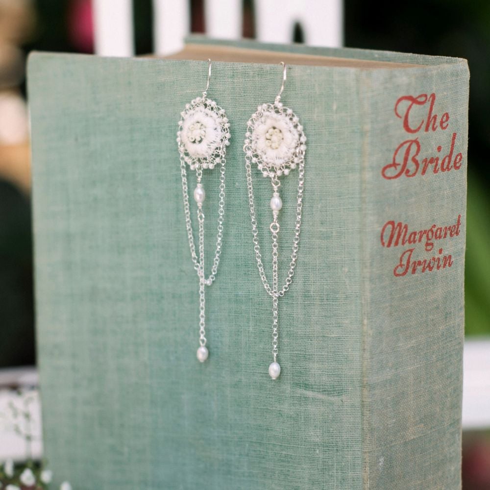 Handmade Anemone Lace Earrings